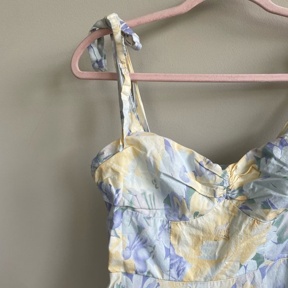 Boutique Floral Pastel Shoulder Tie Bow Sundress Sweetheart Neckline Coquette - Picture 7 of 15